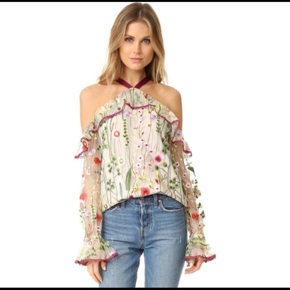 Gorgeous Alexis Kylie Embroidered Cold Shoulder Lined Floral Extra Small